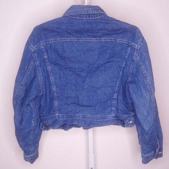 VTG Lee Flannel Lined Denim Jean Cropped Jacket Small - Picture 2 of 4